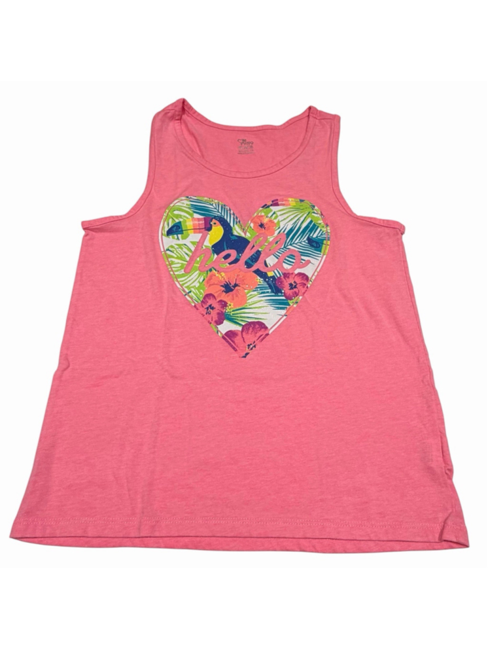 The Children’s Place Girls Pink Tropical Toucan Hello Heart Print Tank Top XL 14